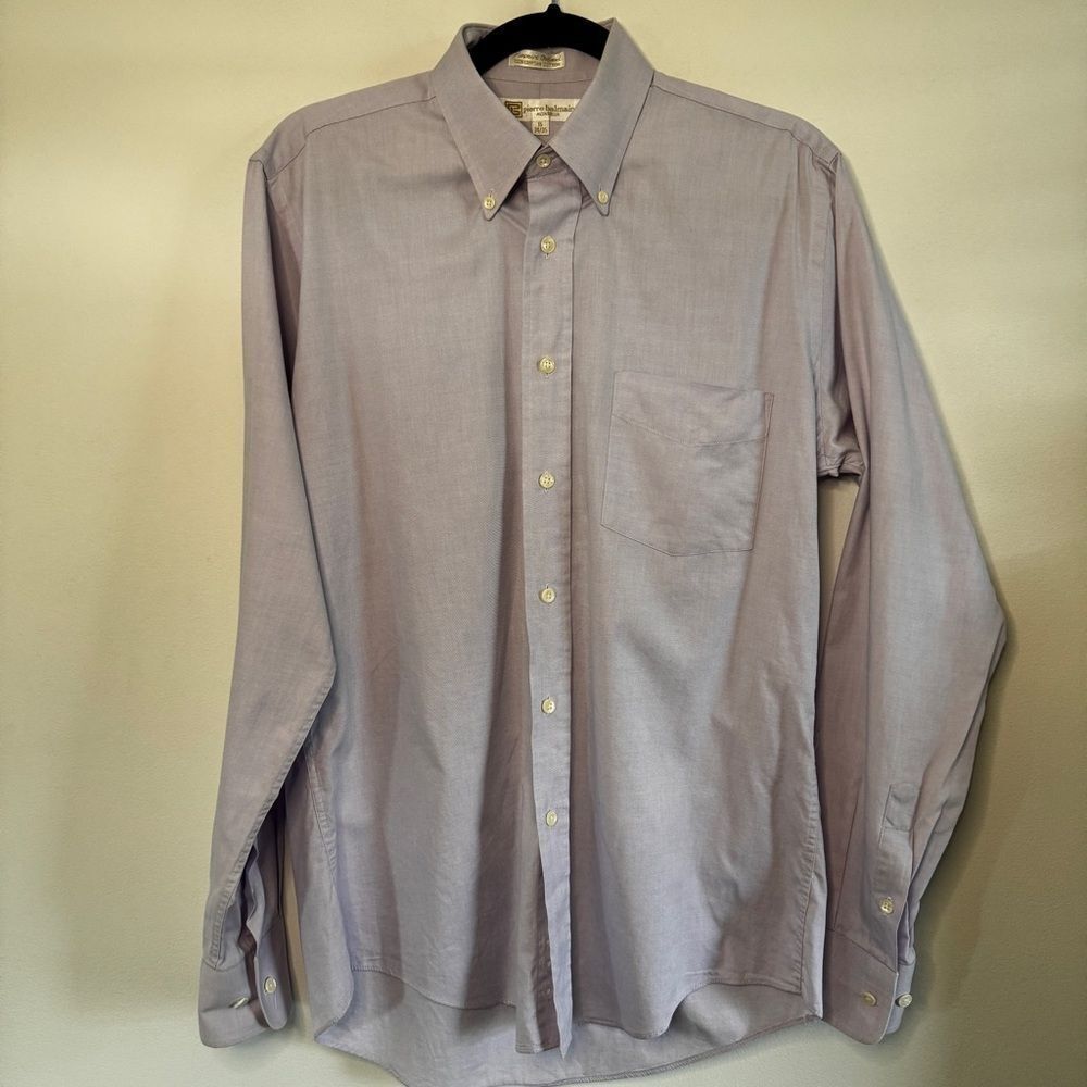VINTAGE 80's PIERRE BALMAIN Button Down Dress Shirt Neck 15 Sleeve 34/35